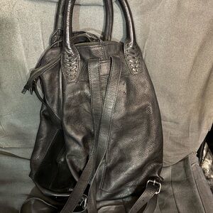 Free People Black Leather Backpack